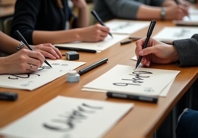 Modern calligraphy class session