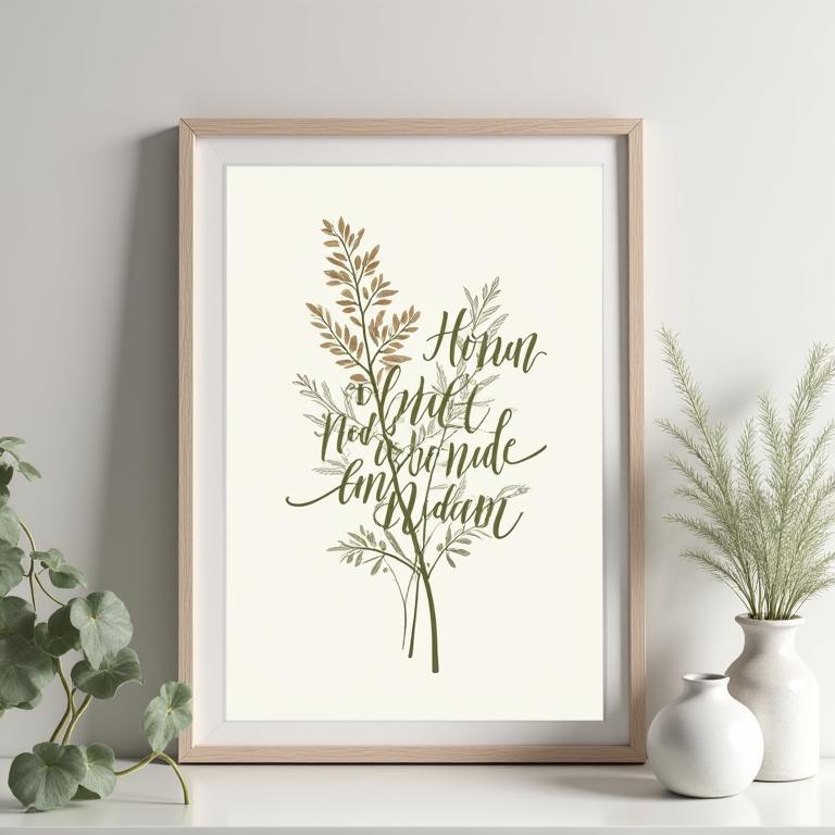 Custom botanical artwork with calligraphy