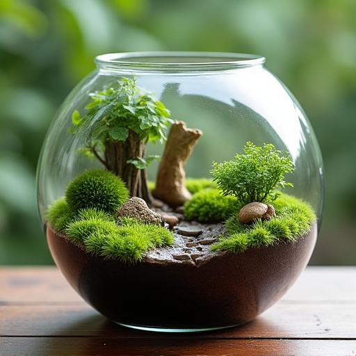 Handcrafted glass terrarium