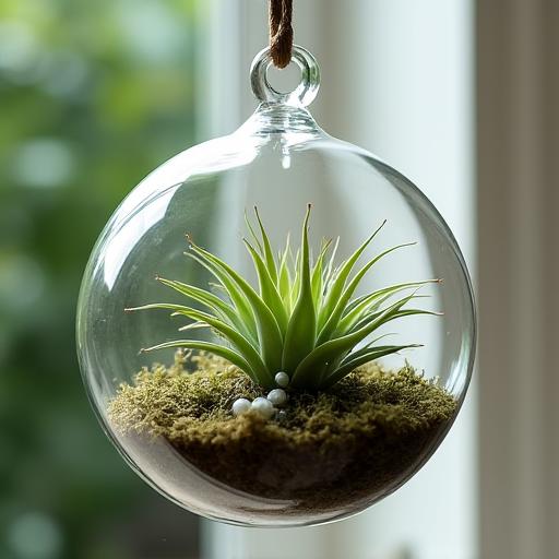 Hanging air plant terrarium display