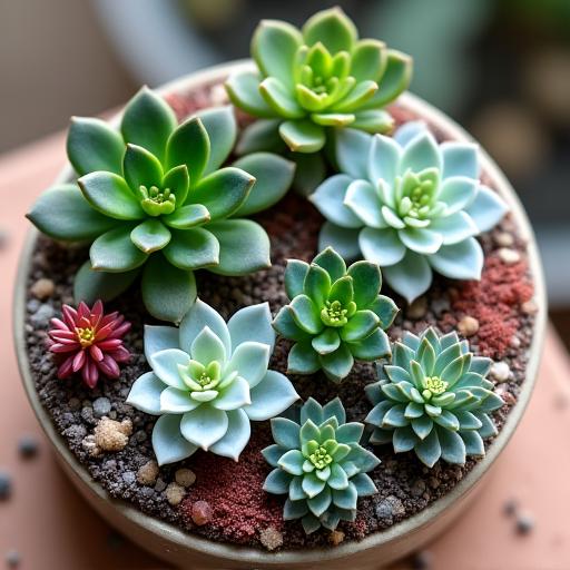 Succulent miniature garden arrangement